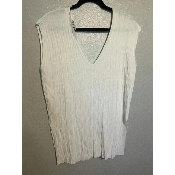 ZARA White Crinkle Oversized Sleeveless Split Side Tunic Women’s Size Small - Picture 5 of 5